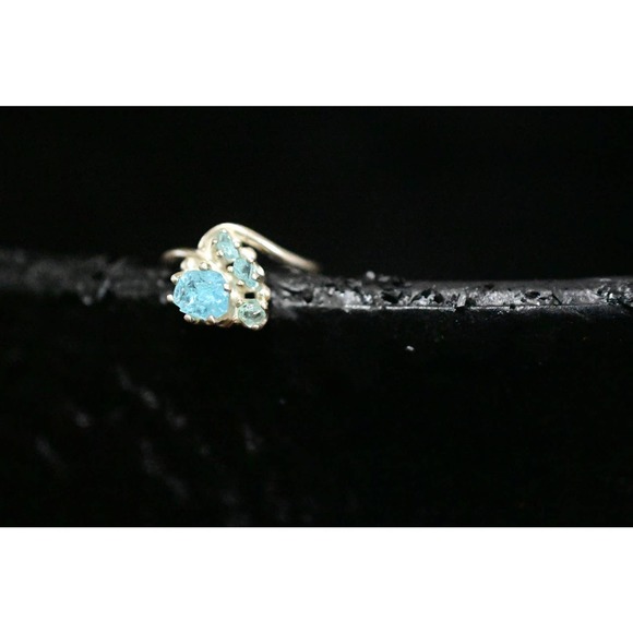 Rough cut aquamarine ring raw stone engagement Ring - Picture 1 of 3